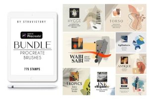 水彩艺术几何装饰图案procreate笔刷【0586】-procreatechahua