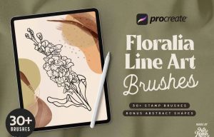 55款非常精细的黑白手绘线条风格的花朵图案procreate笔刷【0605】-procreatechahua