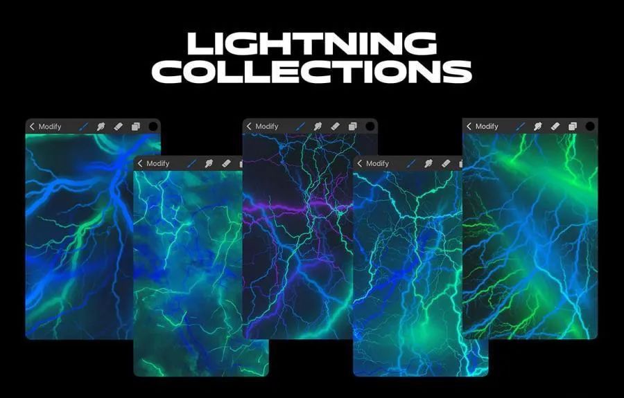 图片[2]-20+款高品质的闪电形状图案的Procreate笔刷【0607】-procreatechahua