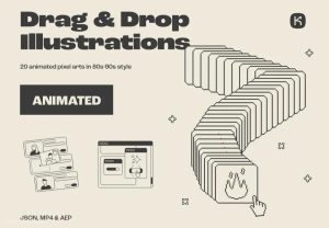 像素艺术风格的拖放动画插画素材【0648】-procreatechahua