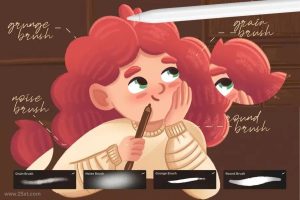 15款儿童插画创作的procreate纹理笔刷和色卡【0672】-procreatechahua