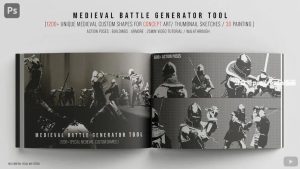 1200+独特的中世纪士兵打仗剪影的ps笔刷【0689】-procreatechahua