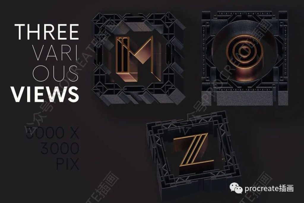 图片[7]-Artdeco风格的3D立体英文字体【0391】-procreatechahua