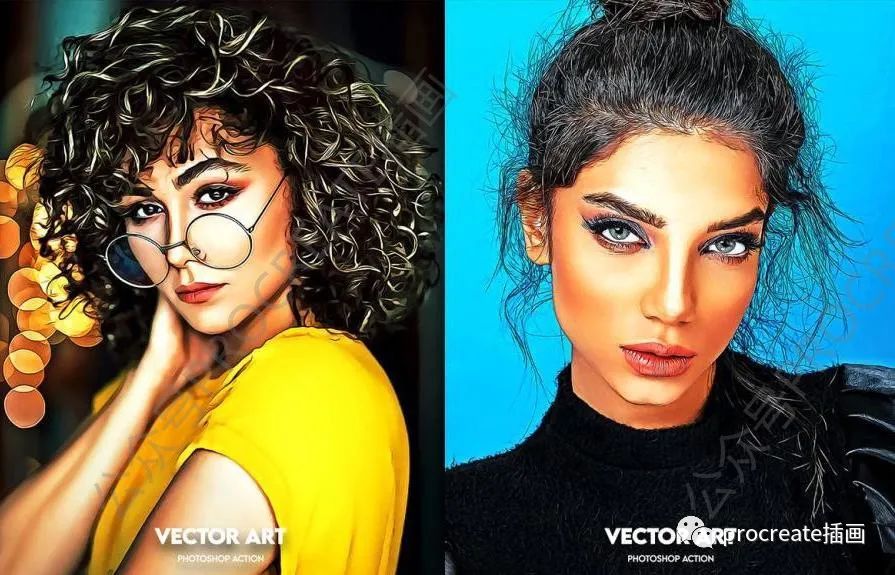 图片[7]-将人物照片处理成卡通数字绘画效果的PS动作插件【0432】-procreatechahua