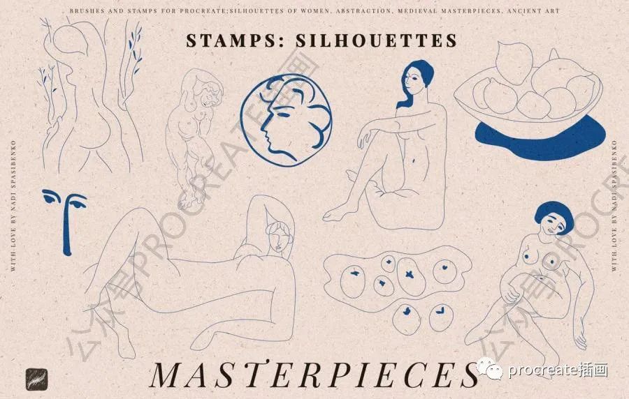 图片[7]-抽象手绘艺术风格的中世纪古埃及罗马主题图案ps笔刷（支持procreate）【0436】-procreatechahua