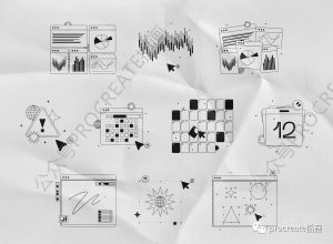 20个ui网页提示元素的矢量线条插画素材【0458】-procreatechahua