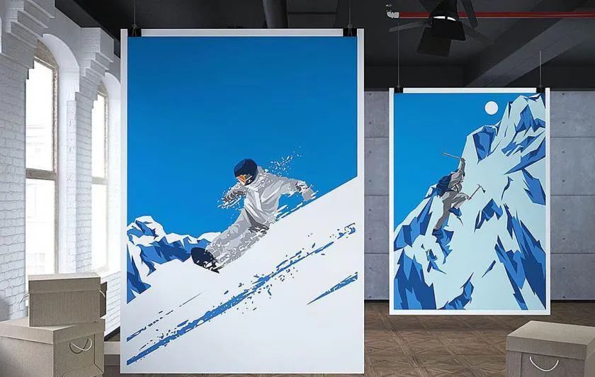 图片[7]-12个冬季户外滑雪登山运动的矢量插画素材【0548】-procreatechahua