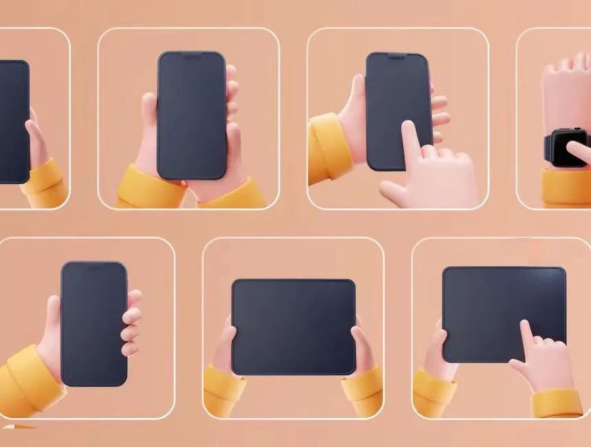 图片[7]-可爱的3D人物手持电子设备的ui设计展示样机【0588】-procreatechahua