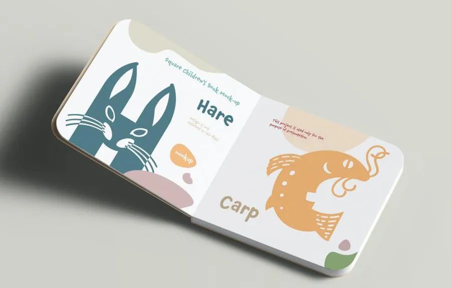 图片[7]-方形的儿童书籍绘本设计展示样机素材【0707】-procreatechahua