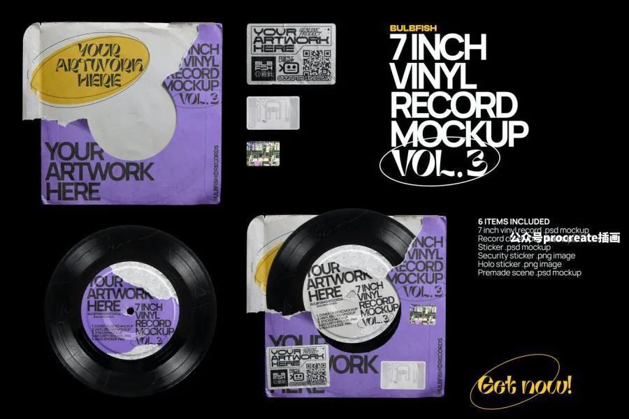 图片[7]-7英寸的黑胶唱片全息贴纸撕边音乐专辑周边模型样机素材【0720】-procreatechahua