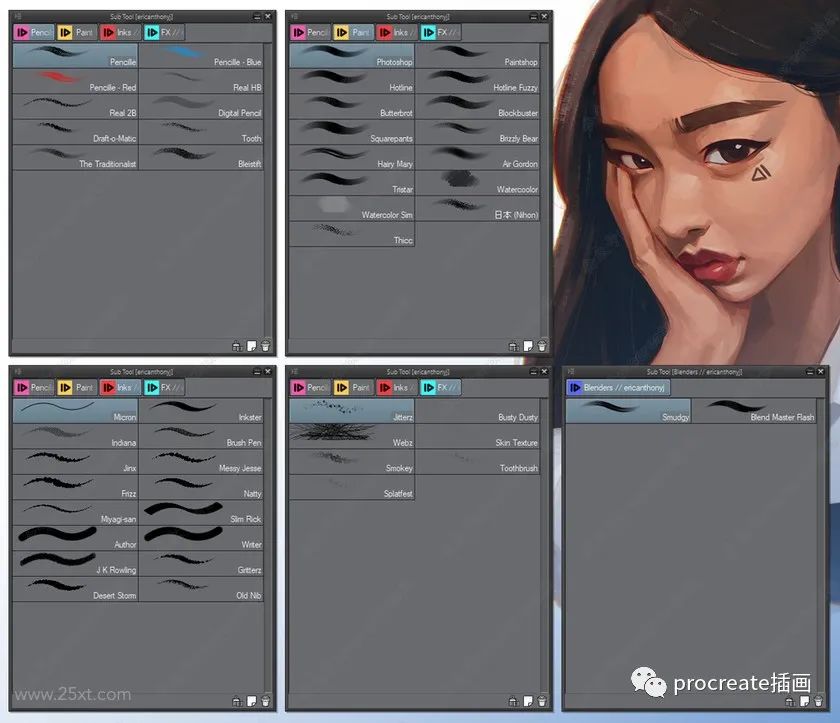 图片[7]-clip studio paint软件专用的多种高质量笔刷套装【0262】-procreatechahua