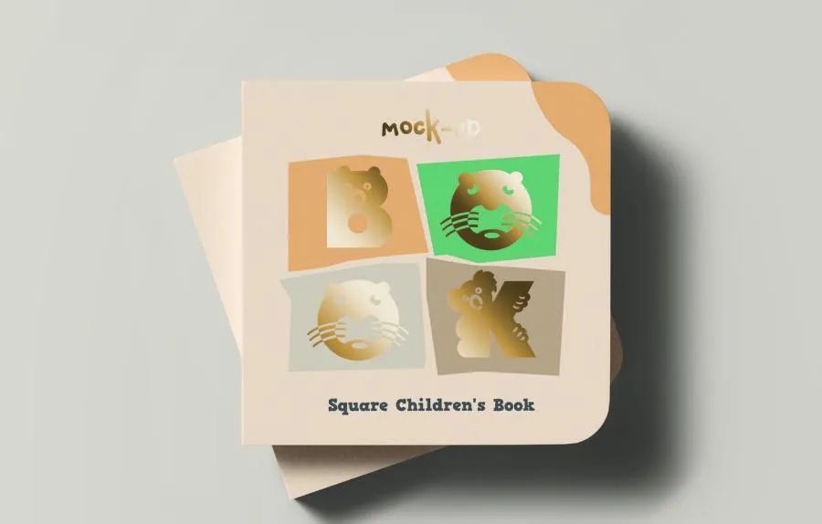 图片[1]-方形的儿童书籍绘本设计展示样机素材【0707】-procreatechahua