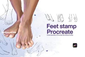 人物脚部动作线稿模板的procreate图案笔刷【0725】-procreatechahua