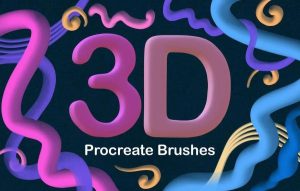 独特有趣的3D立体感Procreate艺术字笔刷【0727】-procreatechahua