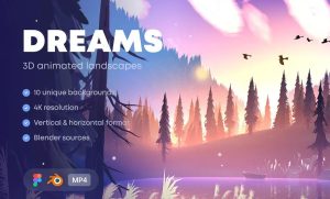 美丽的3D视觉效果风景景观动态插画blender模型素材【0765】-procreatechahua