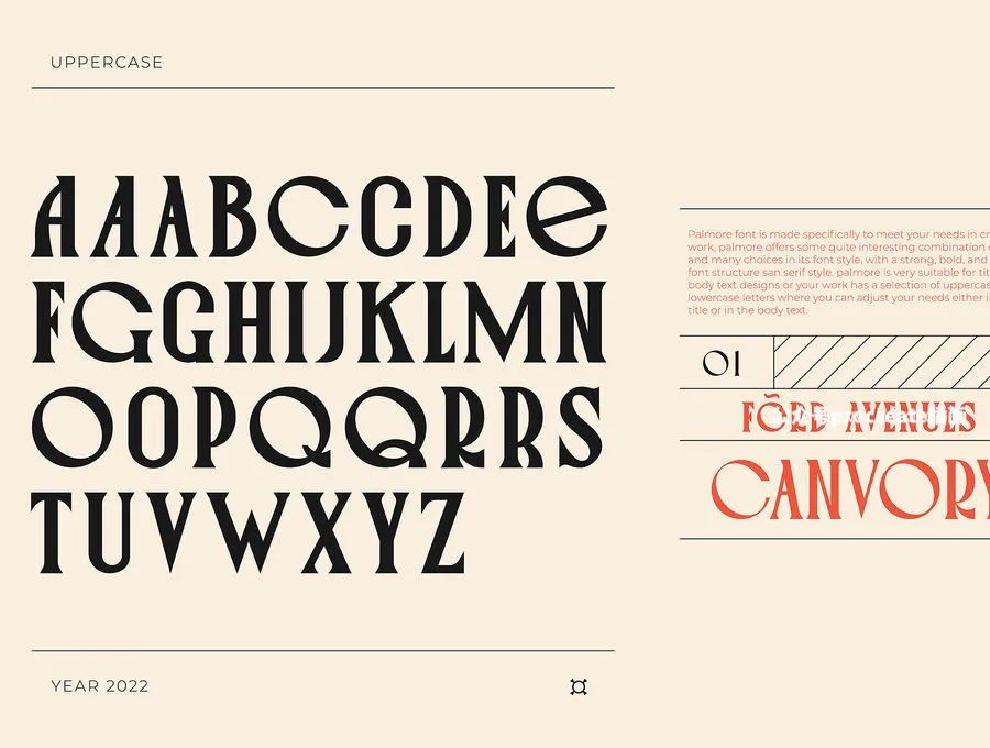 图片[1]-复古典雅的创意标题圆形衬线英文字体【0774】-procreatechahua