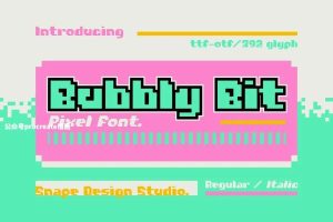 复古可爱的泡泡英文像素装饰字体【0790】-procreatechahua