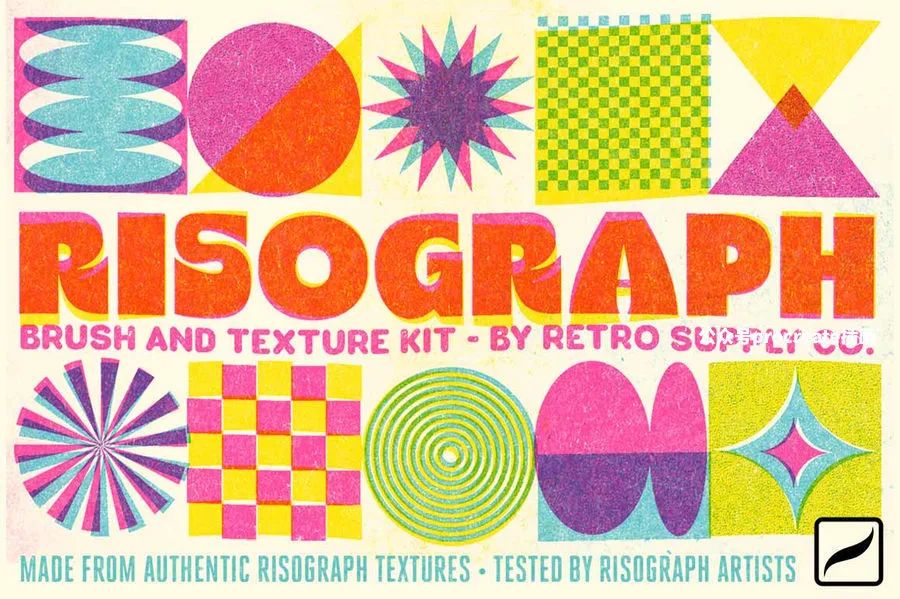 图片[1]-Y2K风格噪点纹理插画设计应用的Procreate笔刷和色板【0797】-procreatechahua