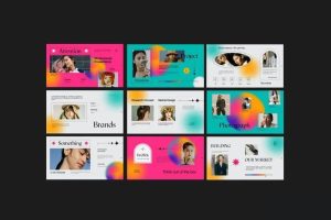 欧美创意潮流元素设计的渐变色ppt模板【0801】-procreatechahua