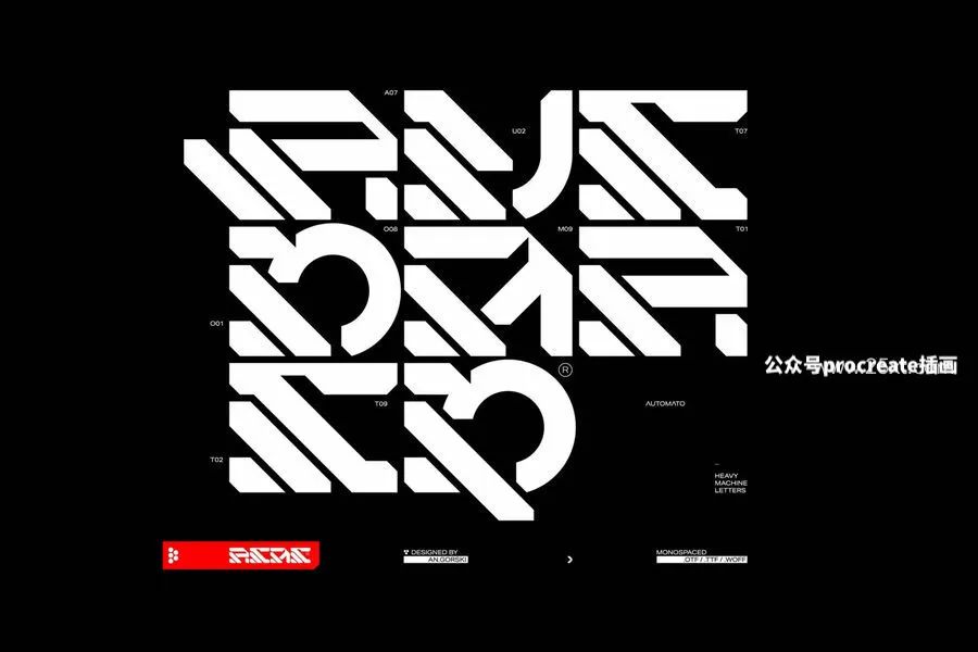 图片[1]-未来主义机甲机器形状的英文装饰字体【0809】-procreatechahua