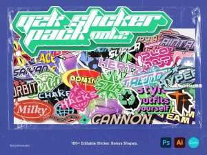 fancy花式Y2K风格的插画Stickers贴纸图形素材集合包【0816】-procreatechahua