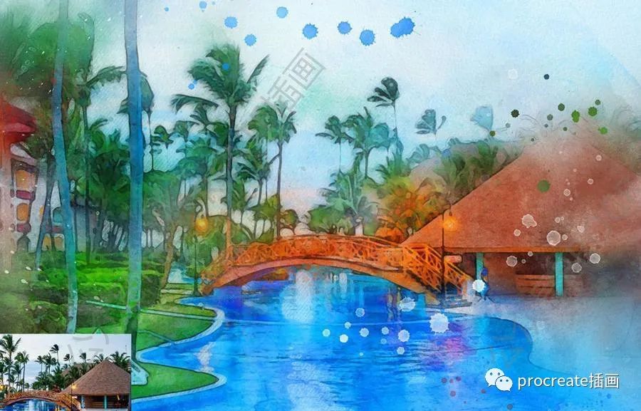 图片[8]-将照片处理成奇幻朦胧水彩晕染效果的PS动作插件【0416】-procreatechahua