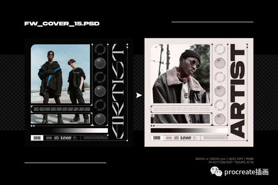 图片[8]-大胆艺术风格的音乐唱片专辑封面设计模板【0531】-procreatechahua
