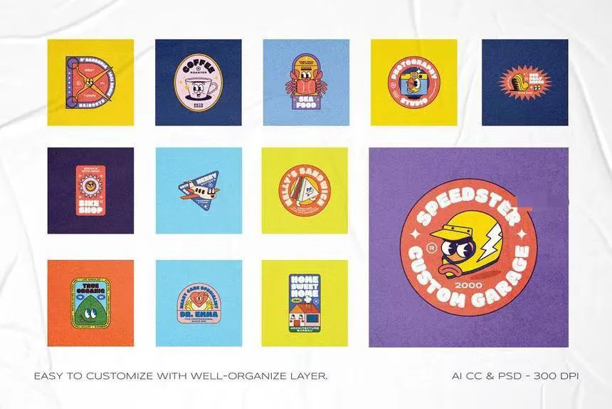 图片[8]-现代设计复古插画风格的logo标志设计模板素材包【0583】-procreatechahua