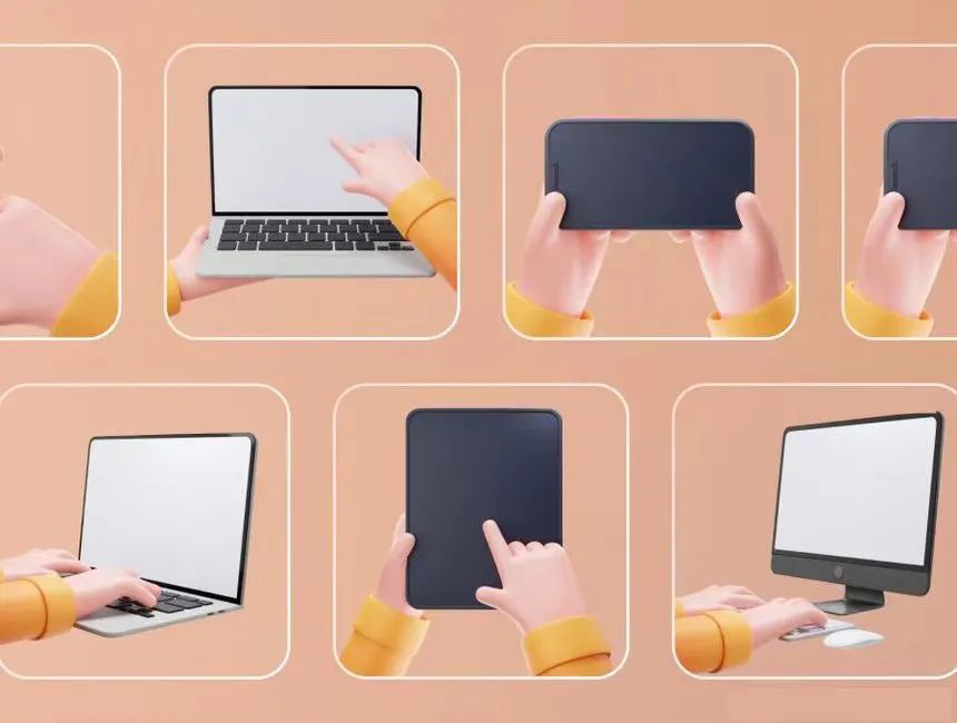 图片[8]-可爱的3D人物手持电子设备的ui设计展示样机【0588】-procreatechahua