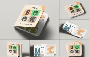 方形的儿童书籍绘本设计展示样机素材【0707】-procreatechahua