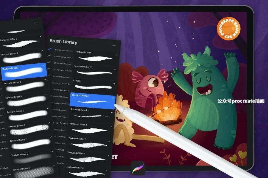 图片[8]-带色卡的儿童读物绘本插画创作Procreate毛怪笔刷套装【0736】-procreatechahua