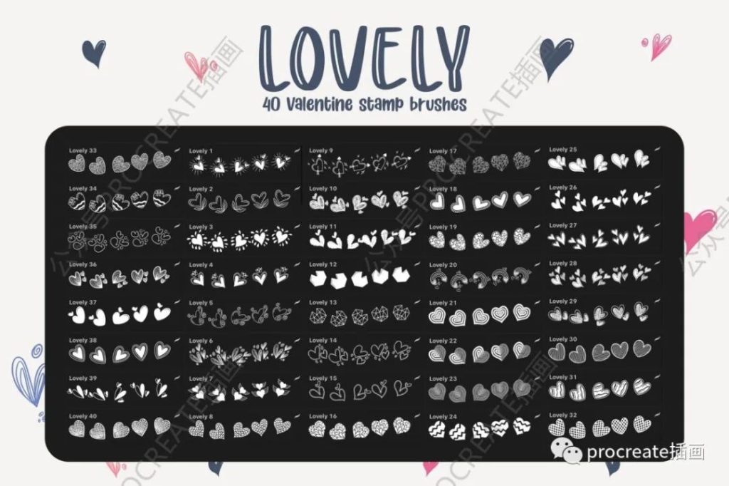 图片[8]-各种各样情人节爱心图形 Procreate 笔刷【0407】-procreatechahua