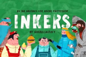 84款艺术感的Inkers墨水效果ps笔刷【0068】-procreatechahua