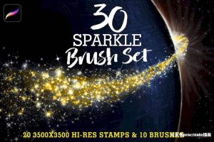 30款梦幻的星光闪烁Procreate笔刷【0071】-procreatechahua