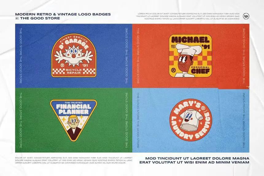 图片[9]-现代设计复古插画风格的logo标志设计模板素材包【0583】-procreatechahua