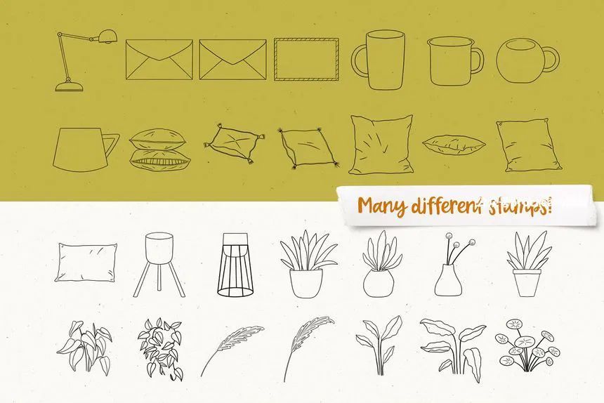 图片[9]-适用于室内软装设计的Procreate图案笔刷【0713】-procreatechahua