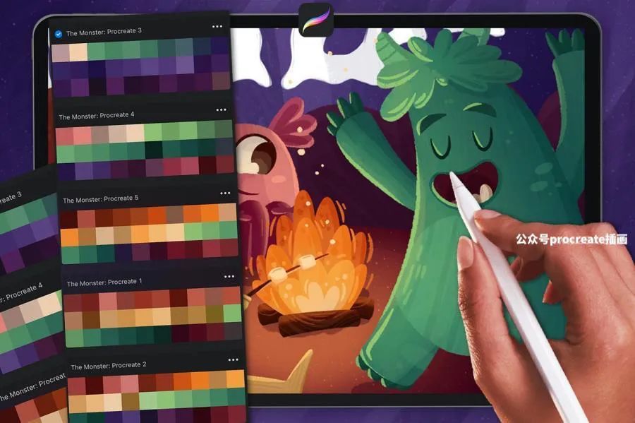 图片[9]-带色卡的儿童读物绘本插画创作Procreate毛怪笔刷套装【0736】-procreatechahua