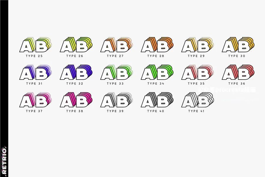 图片[9]-Y2K迷幻酸性错位感重叠设计的英文无衬线装饰svg字体【0764】-procreatechahua