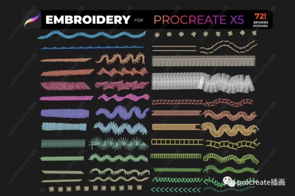 图片[8]-72款复古刺绣效果Procreate笔刷套装【0383】-procreatechahua