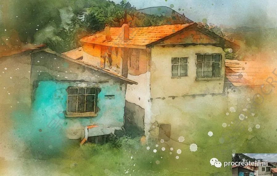 图片[9]-将照片处理成奇幻朦胧水彩晕染效果的PS动作插件【0416】-procreatechahua