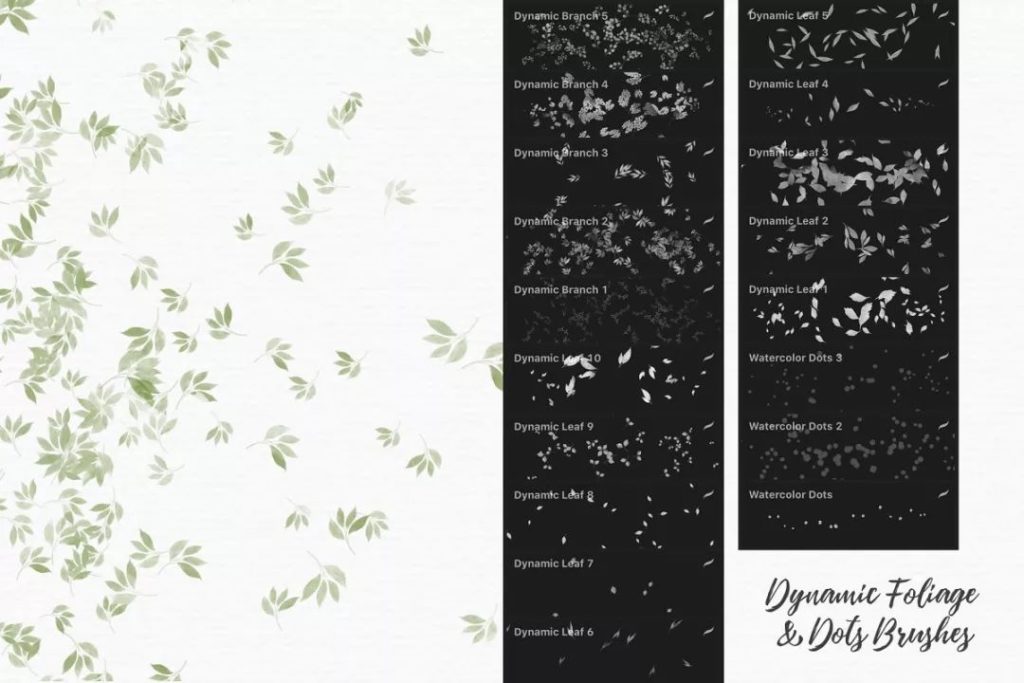 图片[9]-244款Procreate手绘水彩花卉树叶效果笔刷，适合做手帐【0032】-procreatechahua