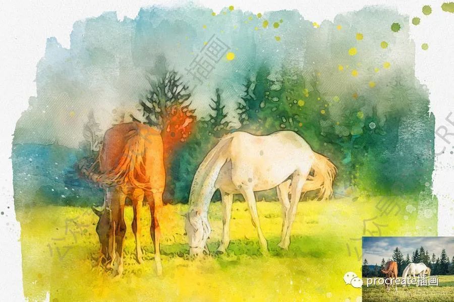 图片[10]-将照片处理成奇幻朦胧水彩晕染效果的PS动作插件【0416】-procreatechahua