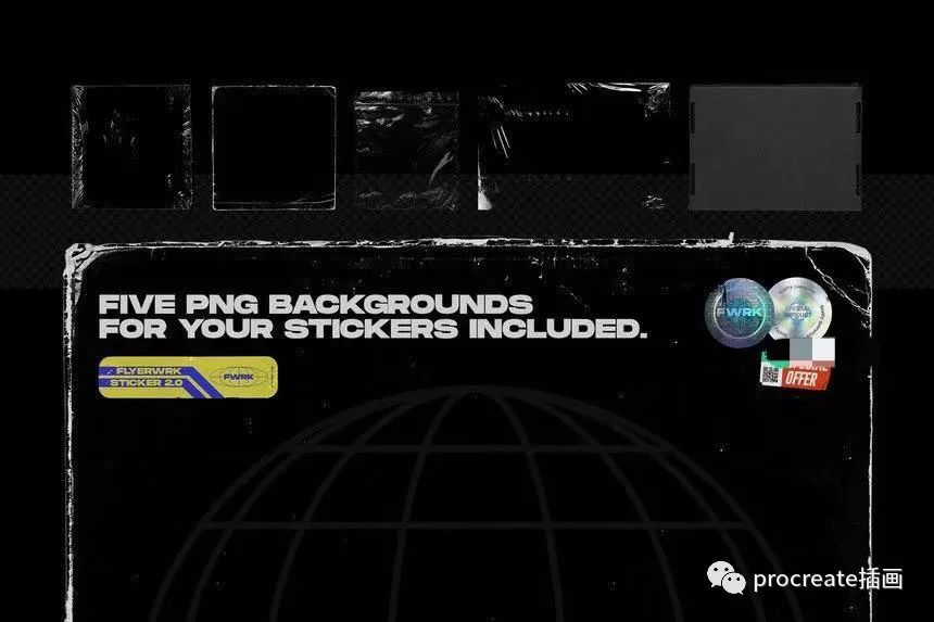 图片[10]-复古蒸汽波艺术风格的贴纸元素素材包【0544】-procreatechahua