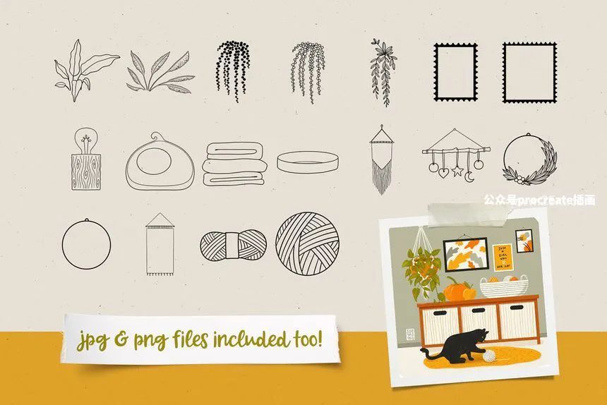 图片[10]-适用于室内软装设计的Procreate图案笔刷【0713】-procreatechahua