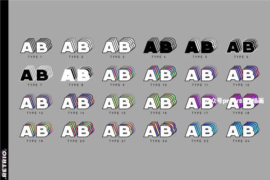 图片[10]-Y2K迷幻酸性错位感重叠设计的英文无衬线装饰svg字体【0764】-procreatechahua