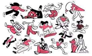 夸张造型的涂鸦手绘人物矢量插画素材分享【0091】-procreatechahua