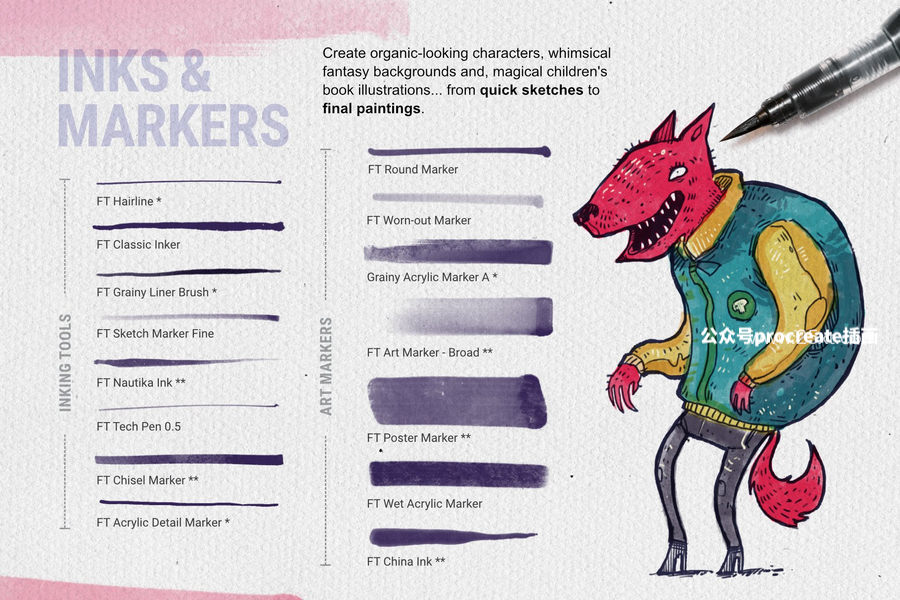 图片[4]-35款艺术插画设计的Procreate笔刷集合包套装【0835】-procreatechahua