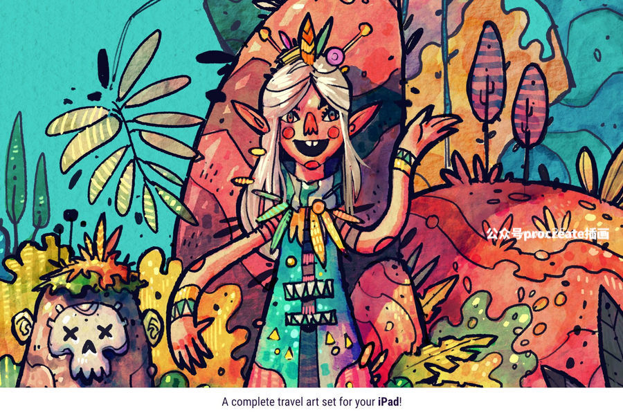 图片[2]-35款艺术插画设计的Procreate笔刷集合包套装【0835】-procreatechahua