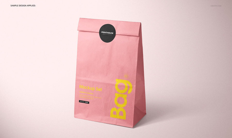 图片[9]-高级的带圆形密封贴纸的食物外卖打包纸袋PSD样机【0845】-procreatechahua