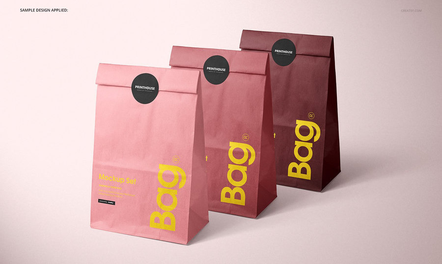 图片[10]-高级的带圆形密封贴纸的食物外卖打包纸袋PSD样机【0845】-procreatechahua